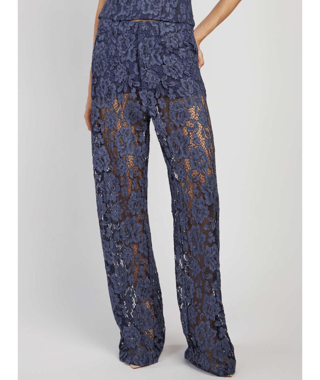 FEDERICA TOSI Синие хлопковые прямые брюки, фото 3