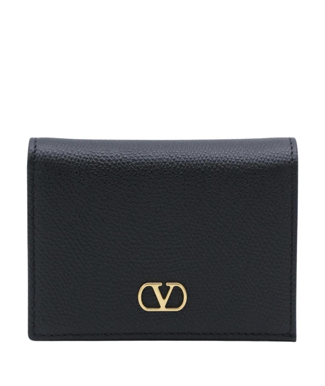 VALENTINO Черный кожаный кошелек, фото 1