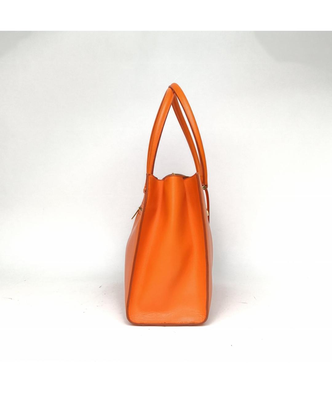 FERRAGAMO Оранжевая кожаная сумка с короткими ручками, фото 5