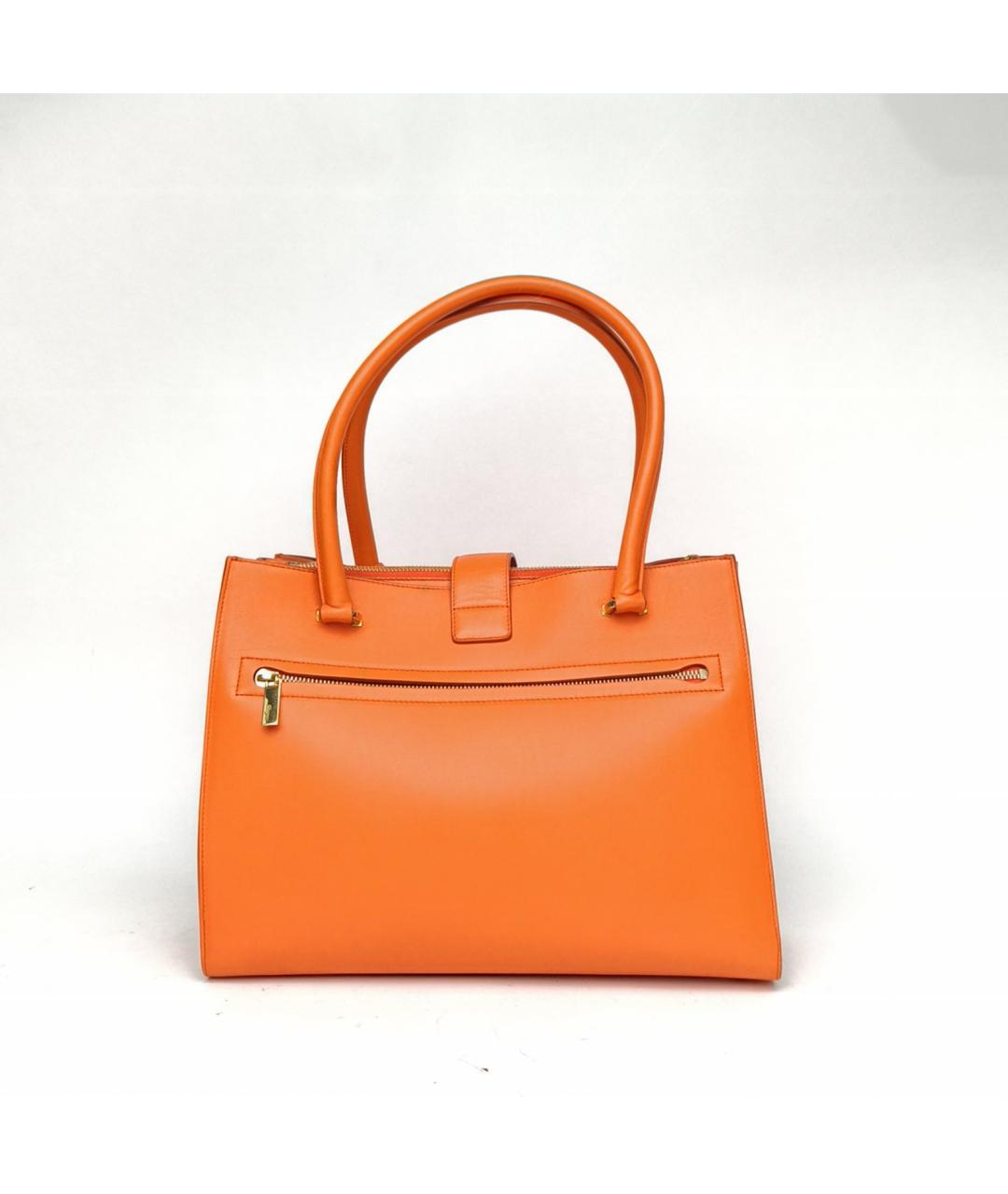 FERRAGAMO Оранжевая кожаная сумка с короткими ручками, фото 4