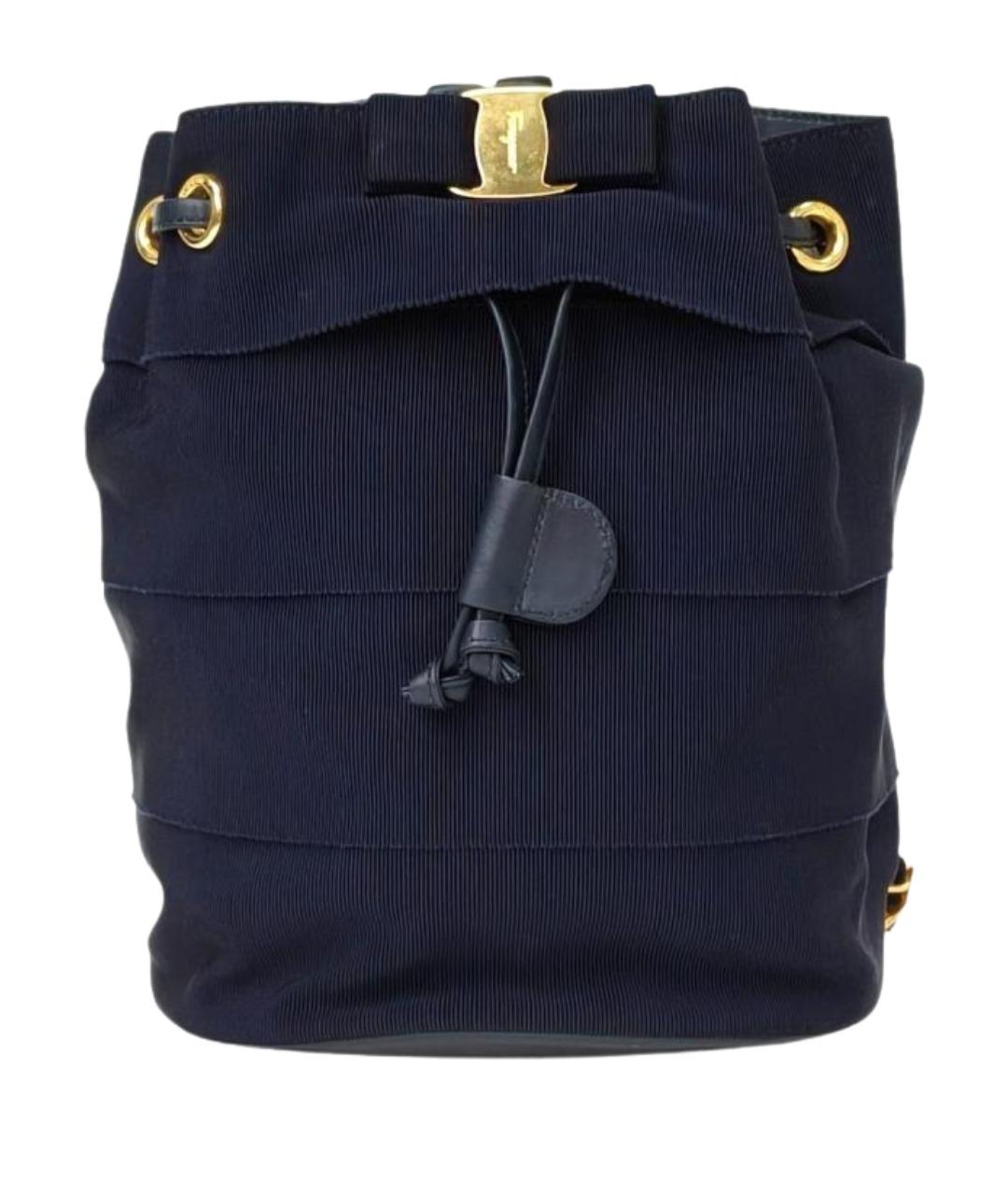 FERRAGAMO Темно-синий тканевый рюкзак, фото 1
