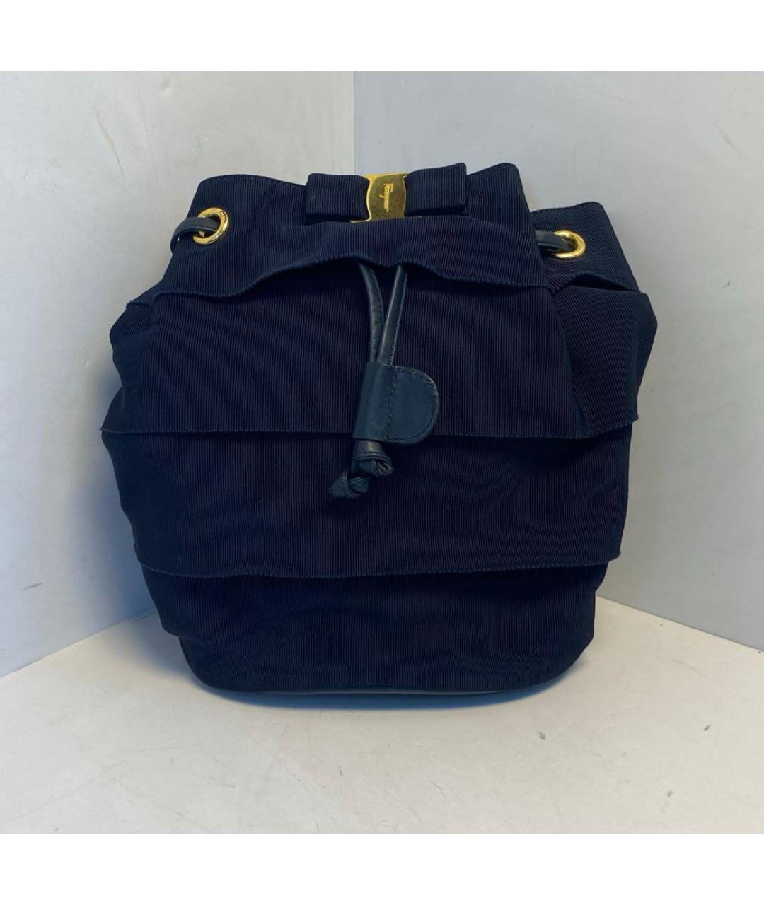FERRAGAMO Темно-синий тканевый рюкзак, фото 9