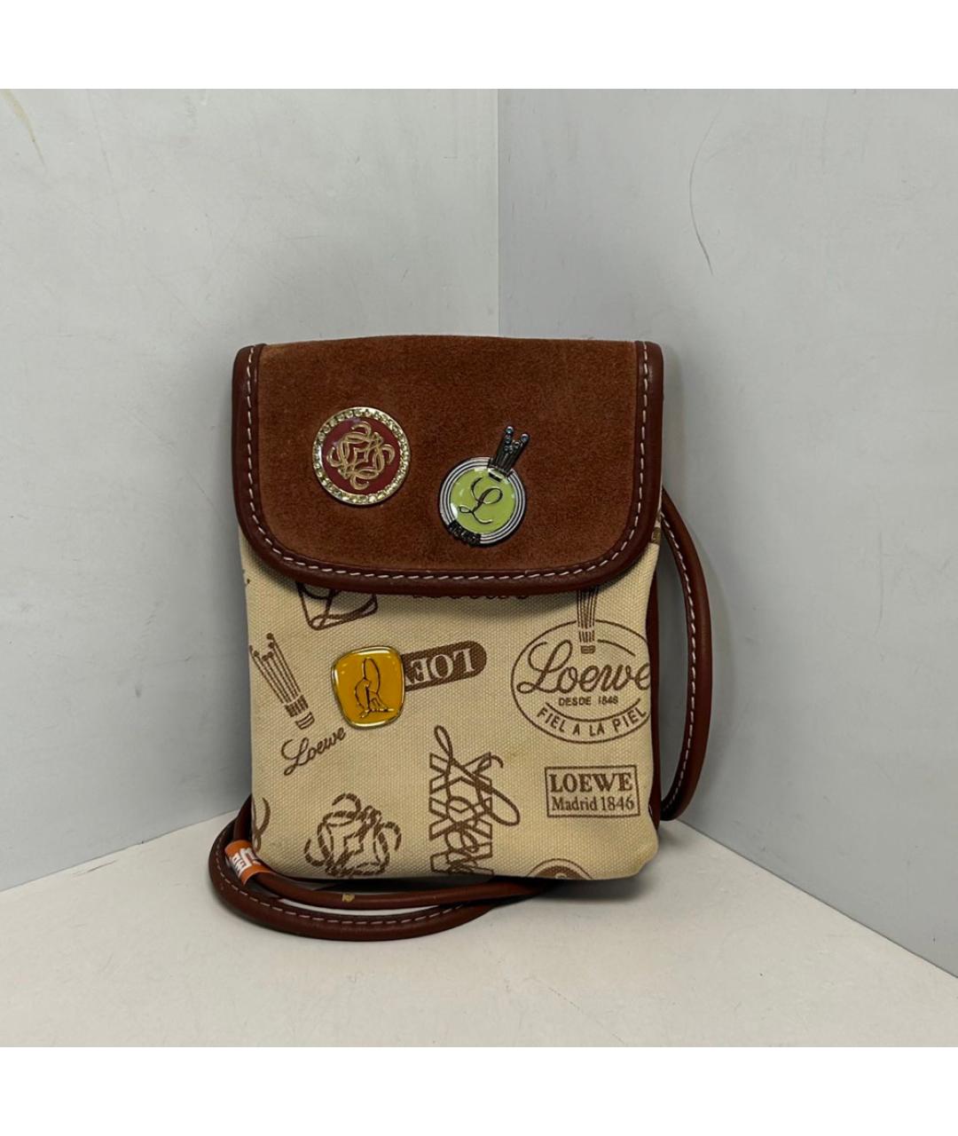 LOEWE Коричневая замшевая сумка через плечо, фото 9
