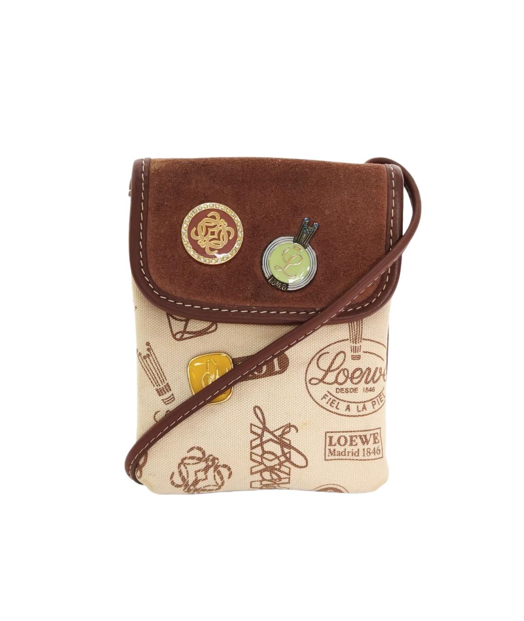 LOEWE Коричневая замшевая сумка через плечо, фото 10