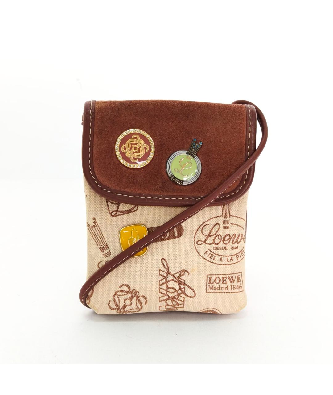 LOEWE Коричневая замшевая сумка через плечо, фото 2