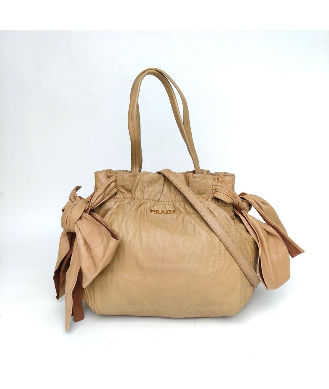 PRADA Бежевая кожаная сумка через плечо, фото 2