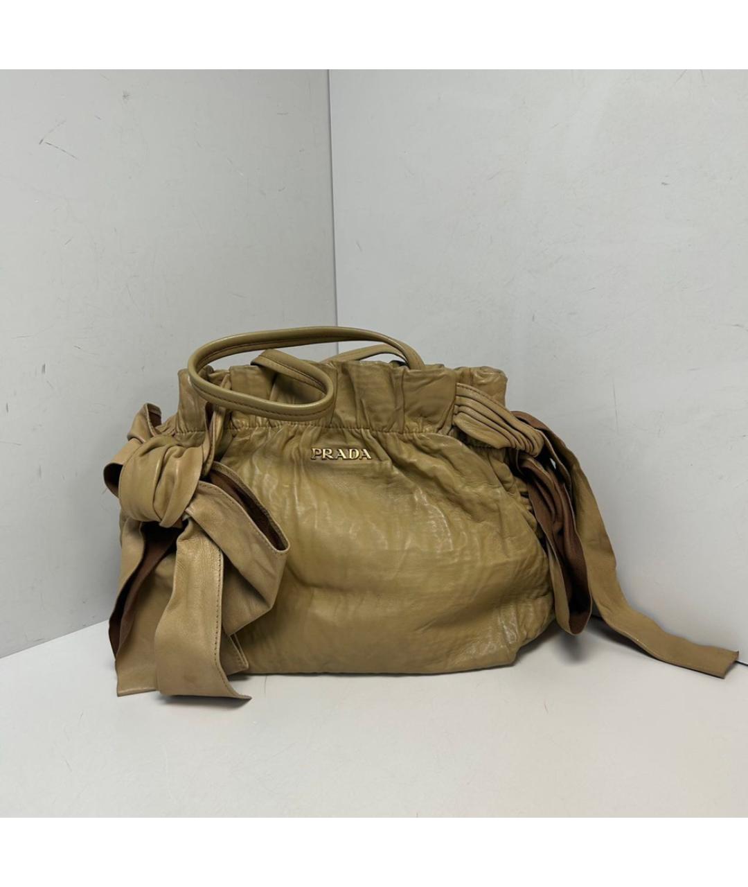 PRADA Бежевая кожаная сумка через плечо, фото 8