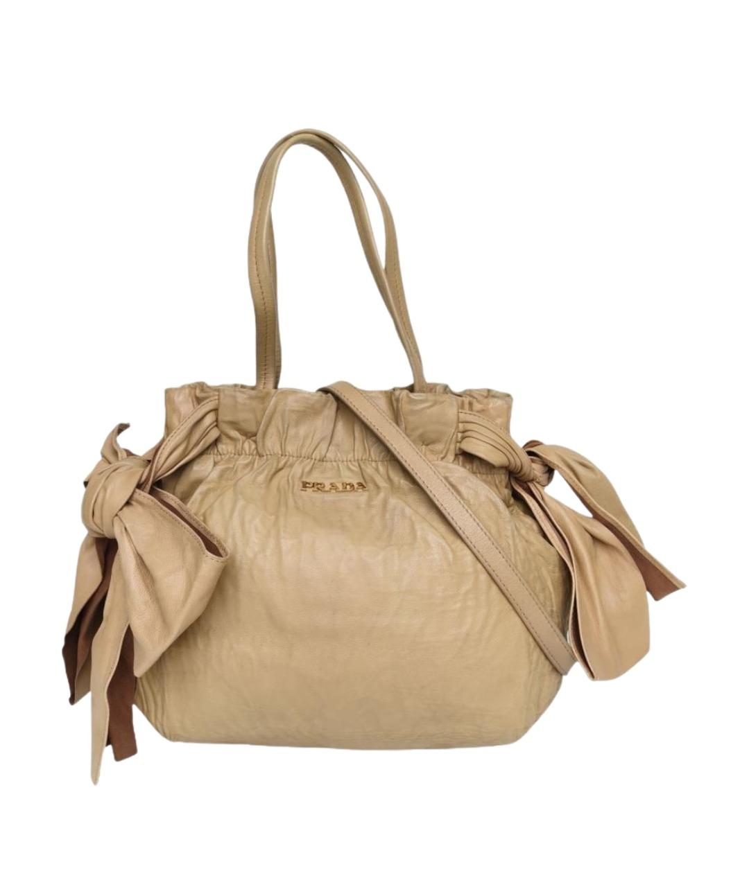PRADA Бежевая кожаная сумка через плечо, фото 1