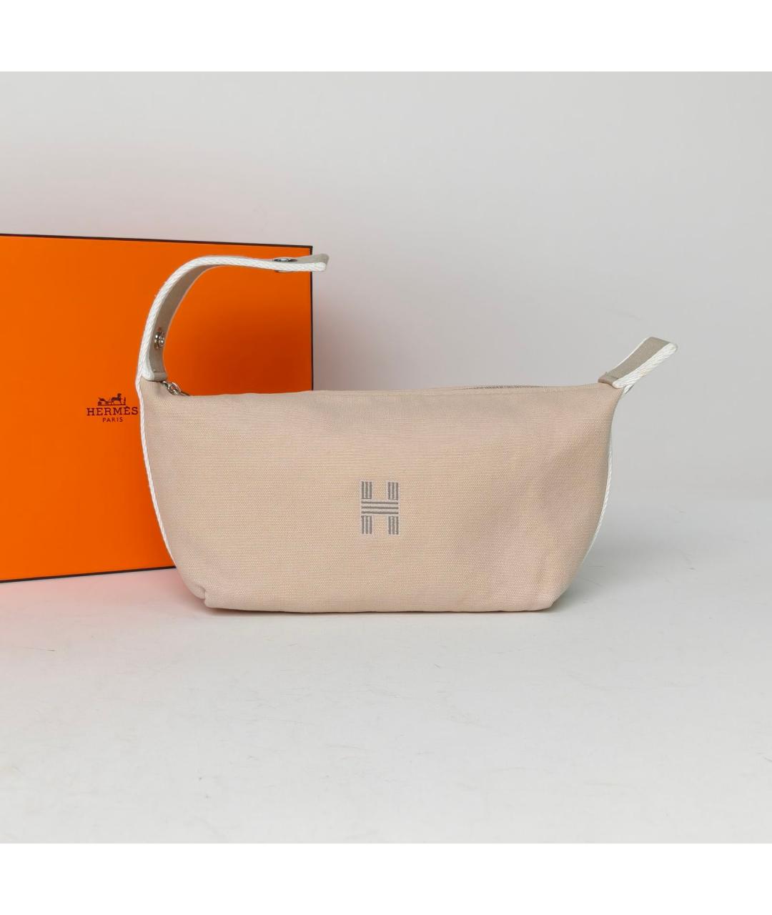 HERMES Бежевая косметичка, фото 7