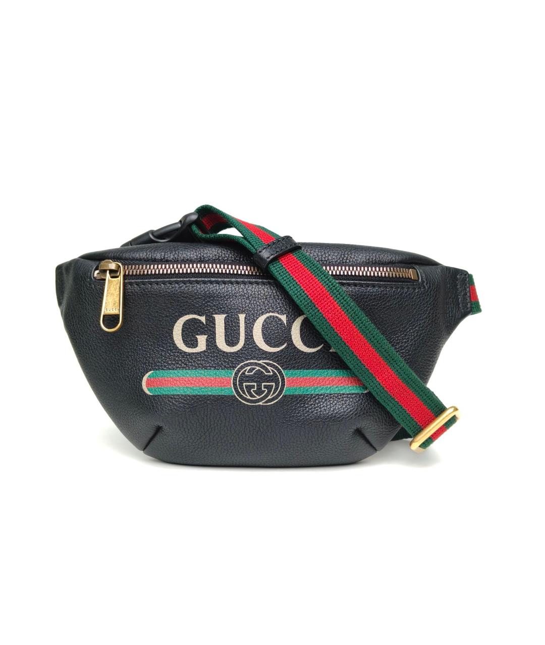 GUCCI Черная кожаная поясная сумка, фото 2