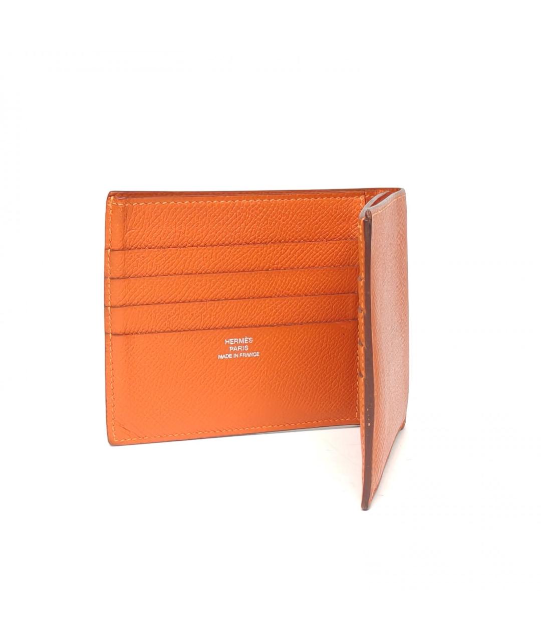 HERMES Оранжевый кожаный кардхолдер, фото 5