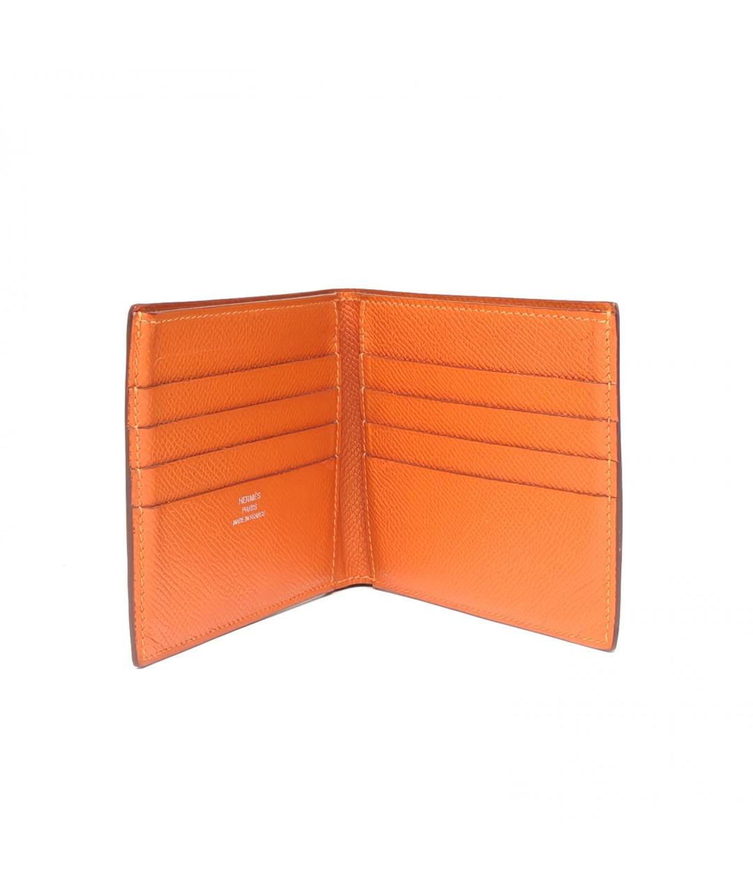 HERMES Оранжевый кожаный кардхолдер, фото 7