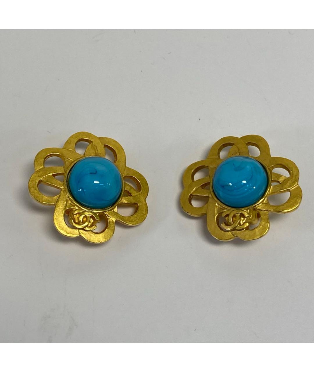 CHANEL Бирюзовые металлические клипсы, фото 6