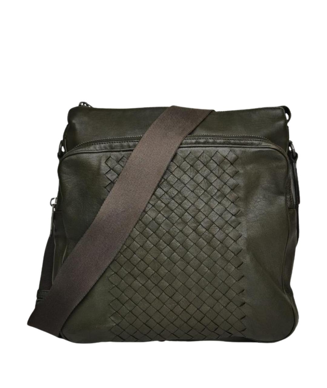 BOTTEGA VENETA Зеленая кожаная сумка через плечо, фото 1