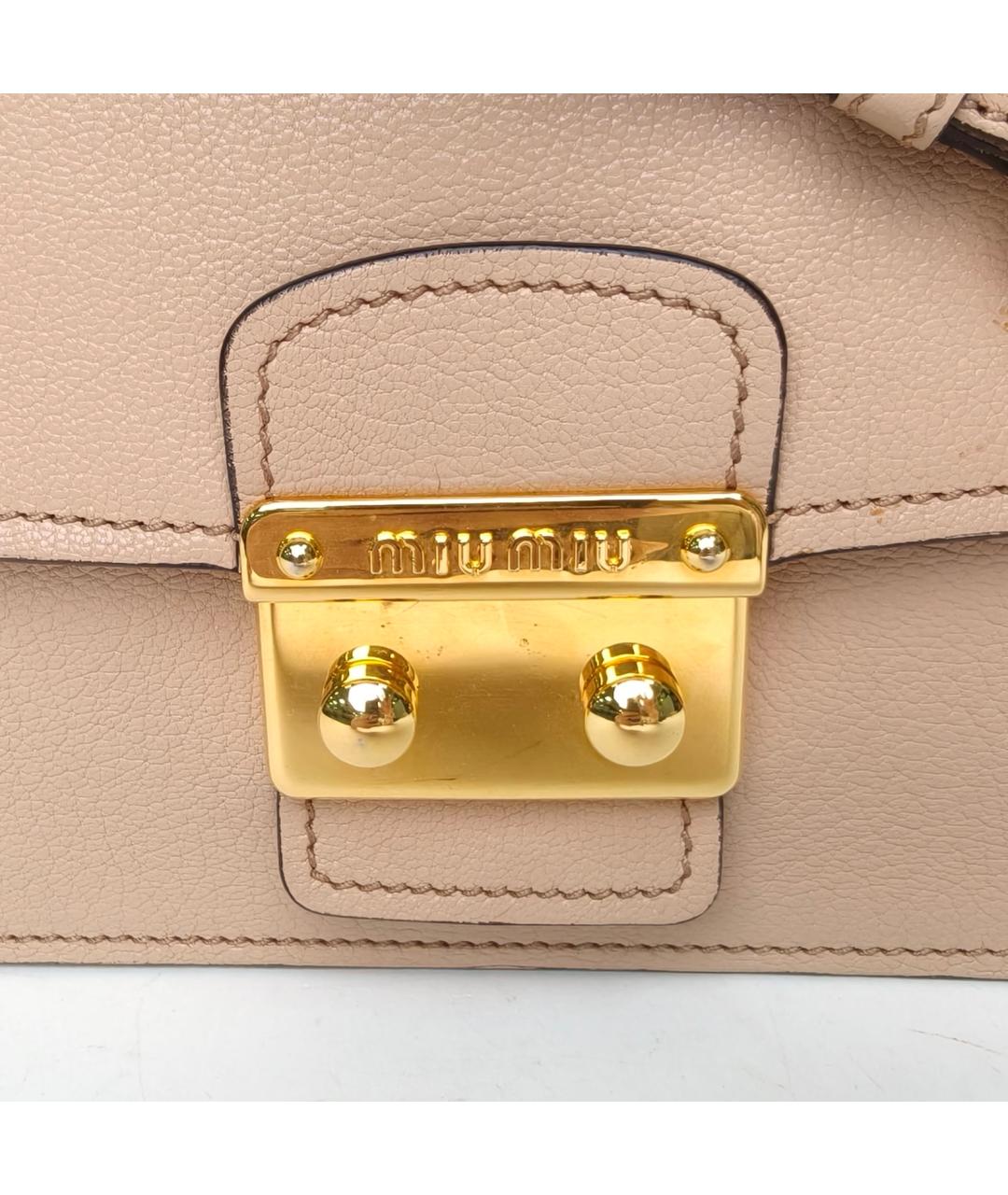 MIU MIU Бежевая кожаная сумка с короткими ручками, фото 9