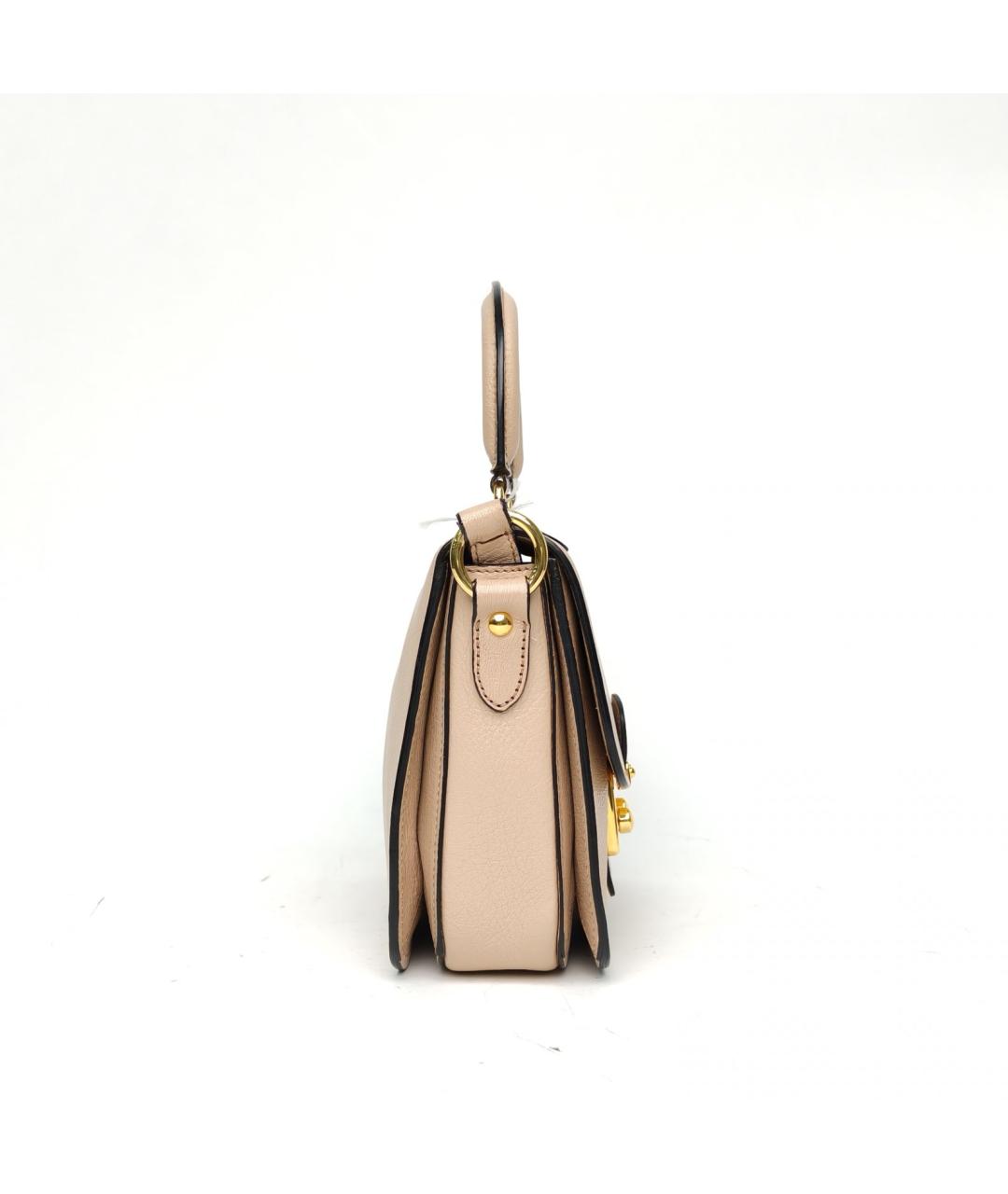 MIU MIU Бежевая кожаная сумка с короткими ручками, фото 5