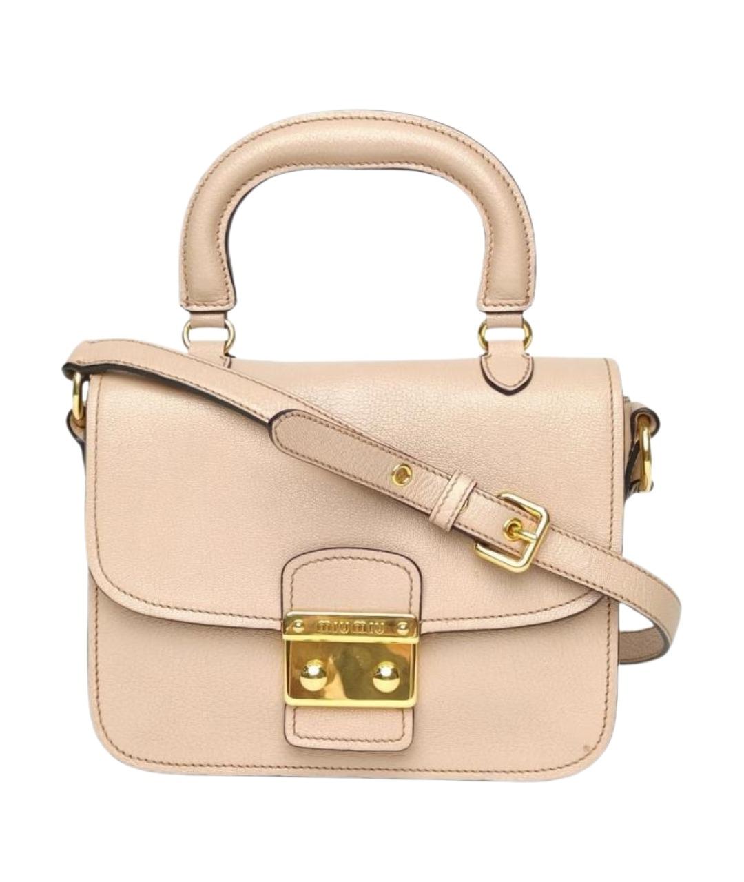 MIU MIU Бежевая кожаная сумка с короткими ручками, фото 1