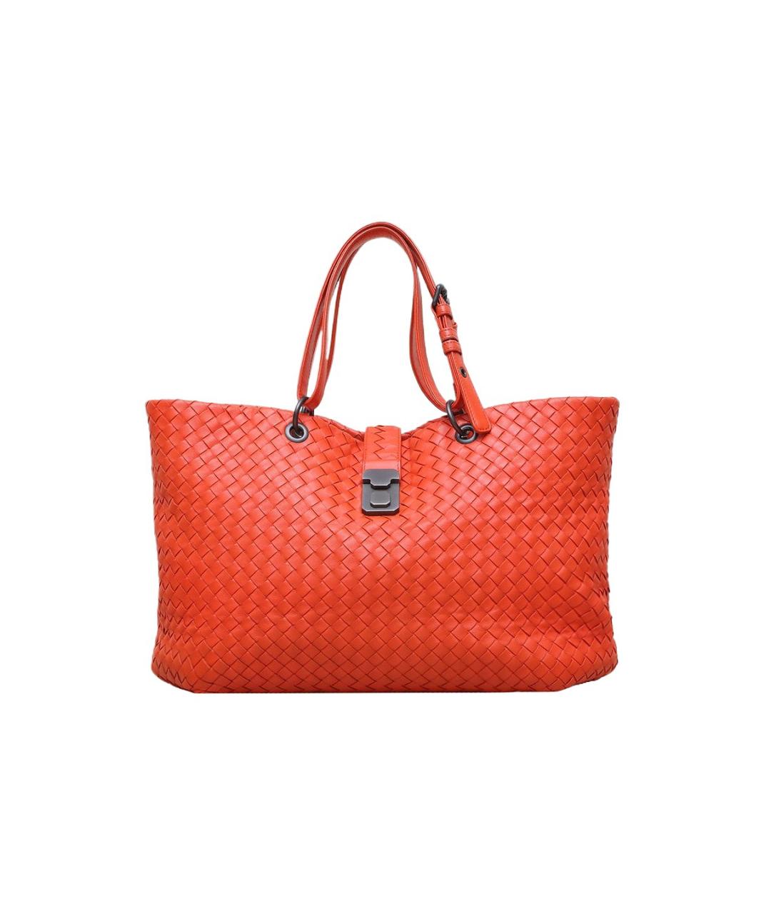 BOTTEGA VENETA Оранжевая кожаная сумка тоут, фото 10