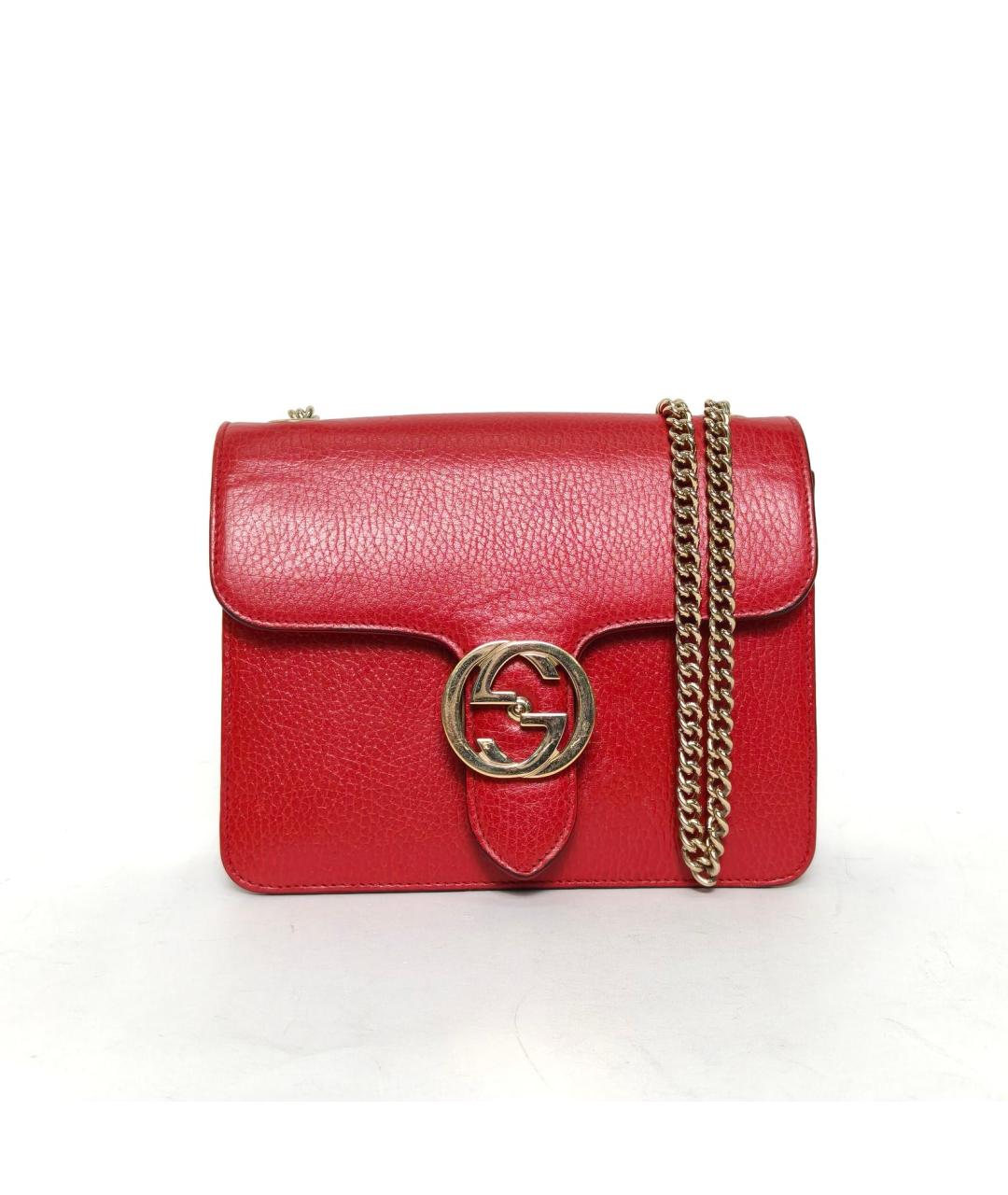 GUCCI Красная кожаная сумка через плечо, фото 2