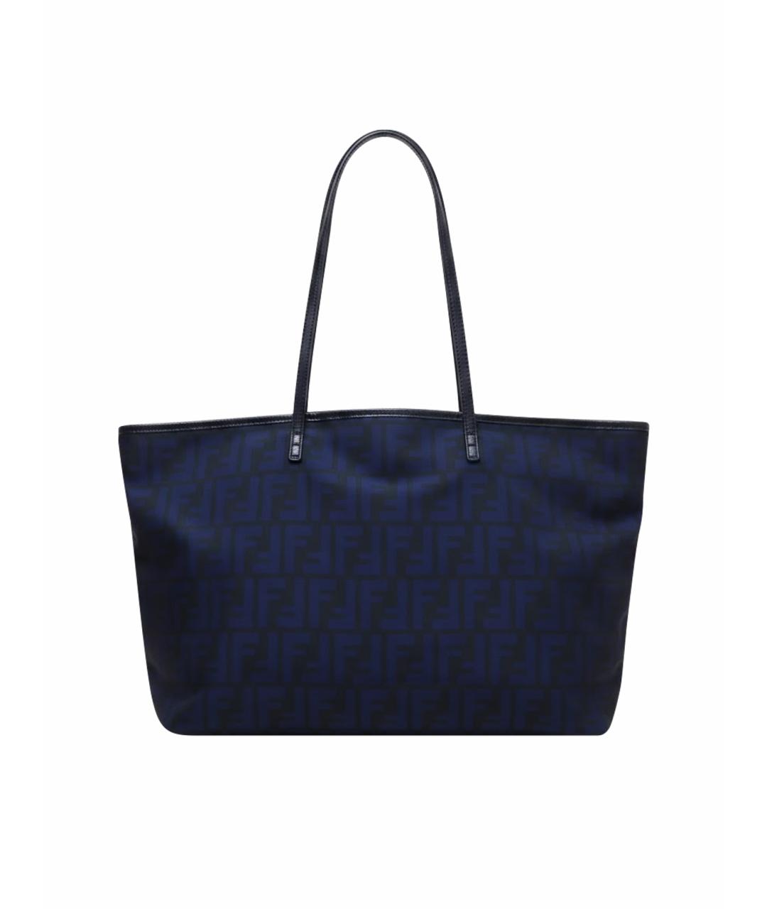 FENDI Темно-синяя тканевая сумка тоут, фото 1