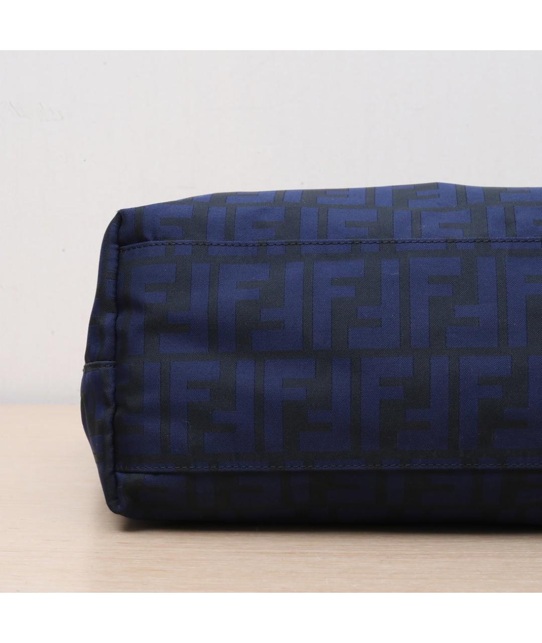 FENDI Темно-синяя тканевая сумка тоут, фото 9