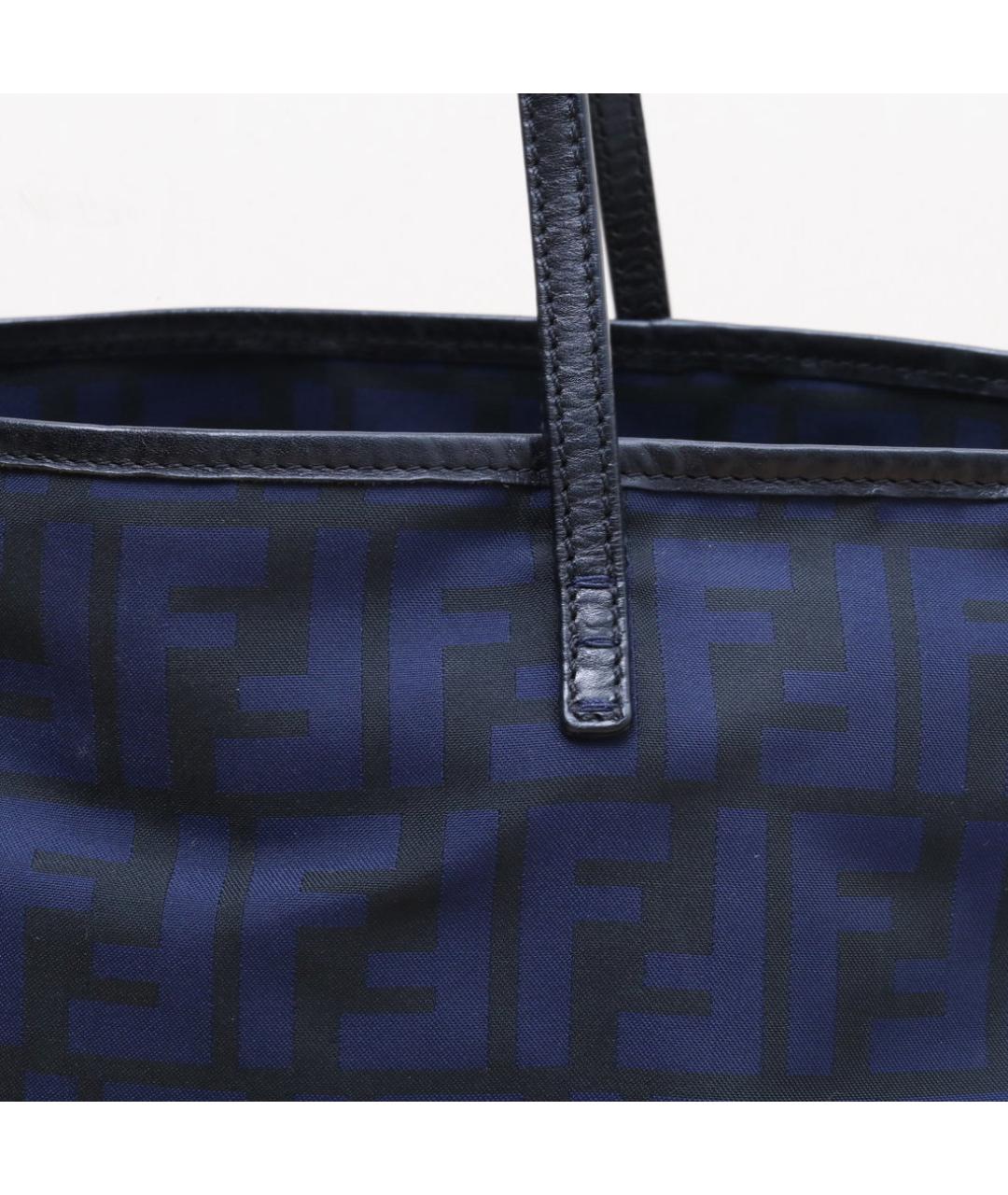 FENDI Темно-синяя тканевая сумка тоут, фото 8