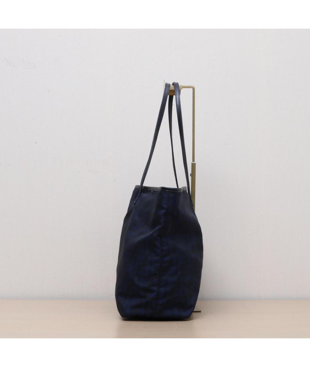 FENDI Темно-синяя тканевая сумка тоут, фото 5