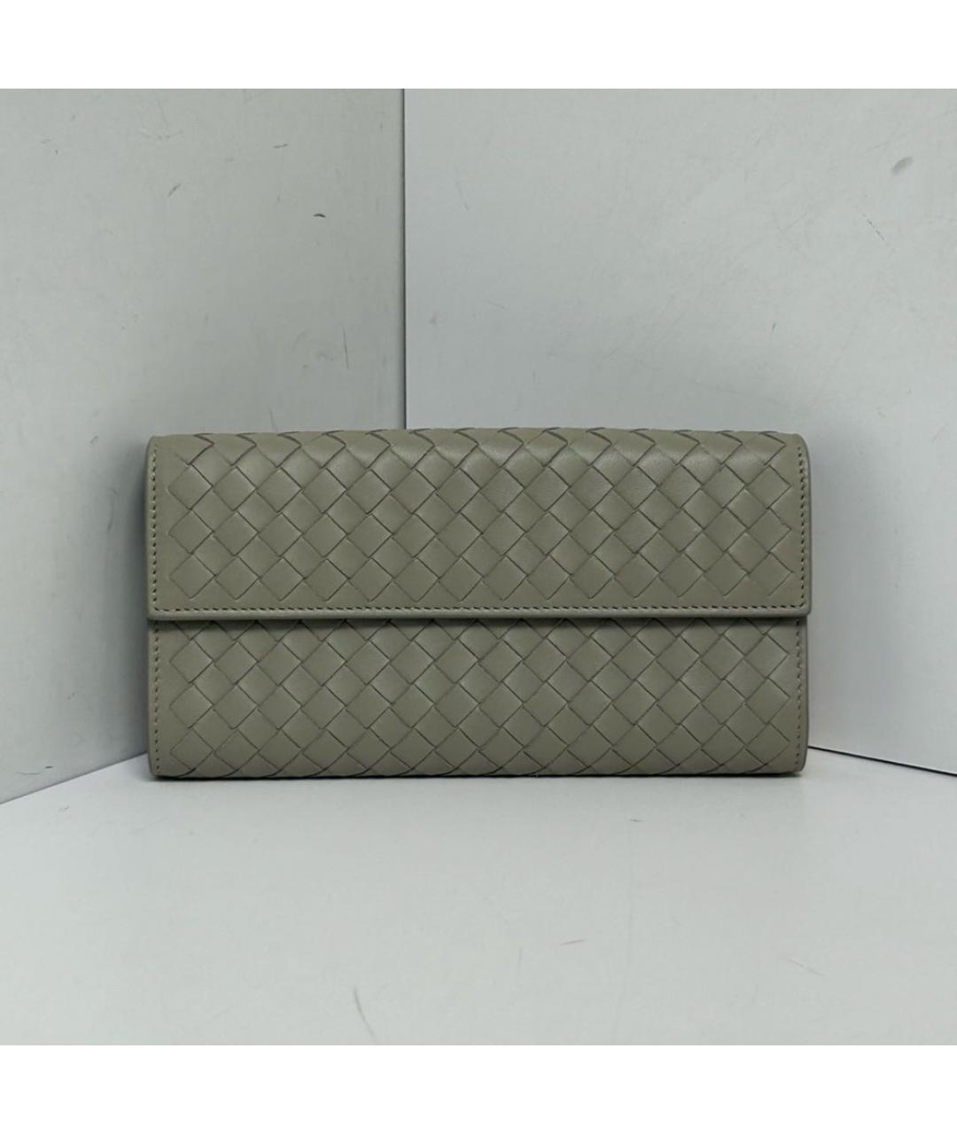 BOTTEGA VENETA Серый кожаный кошелек, фото 8