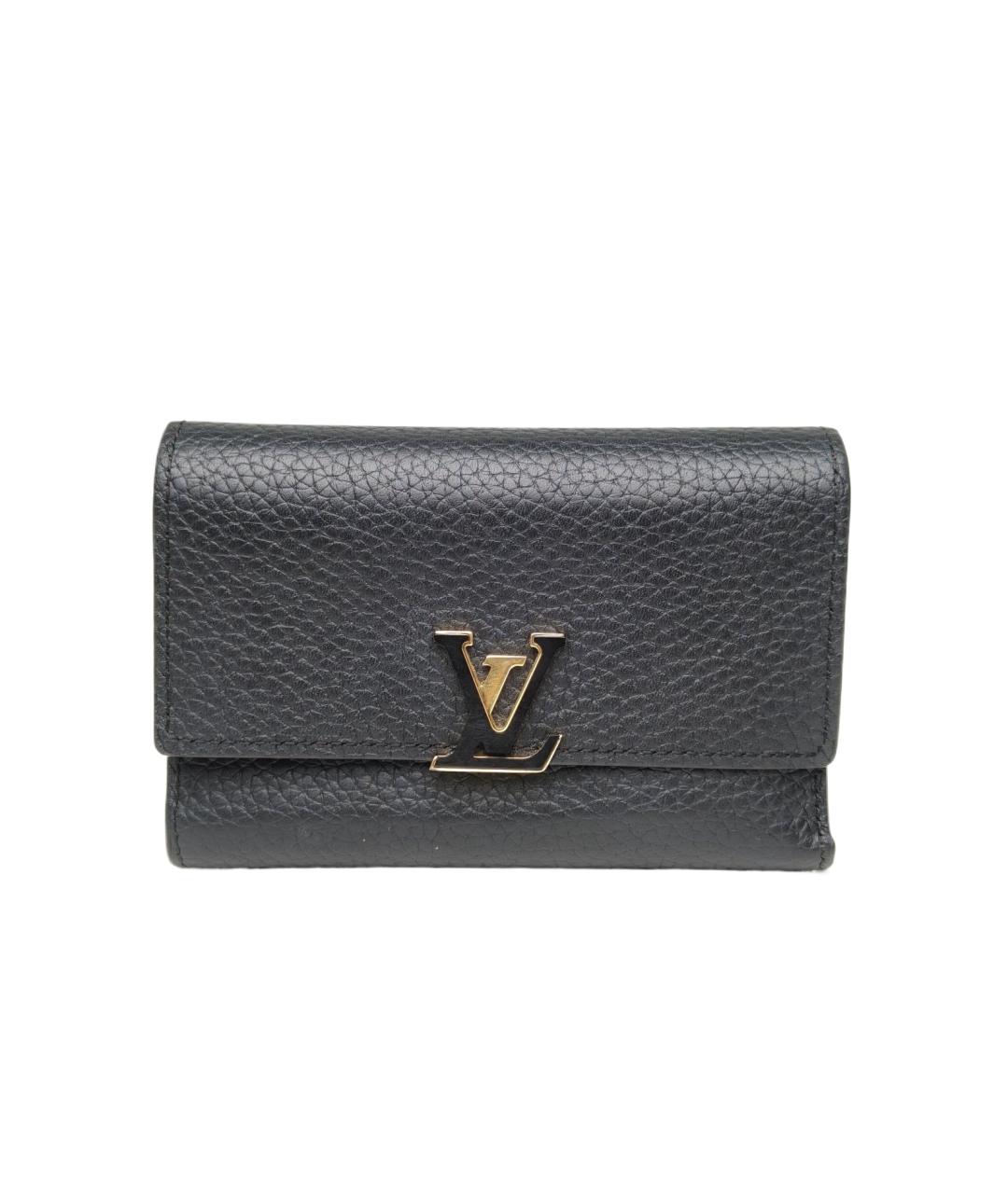 LOUIS VUITTON Черный кожаный кошелек, фото 1