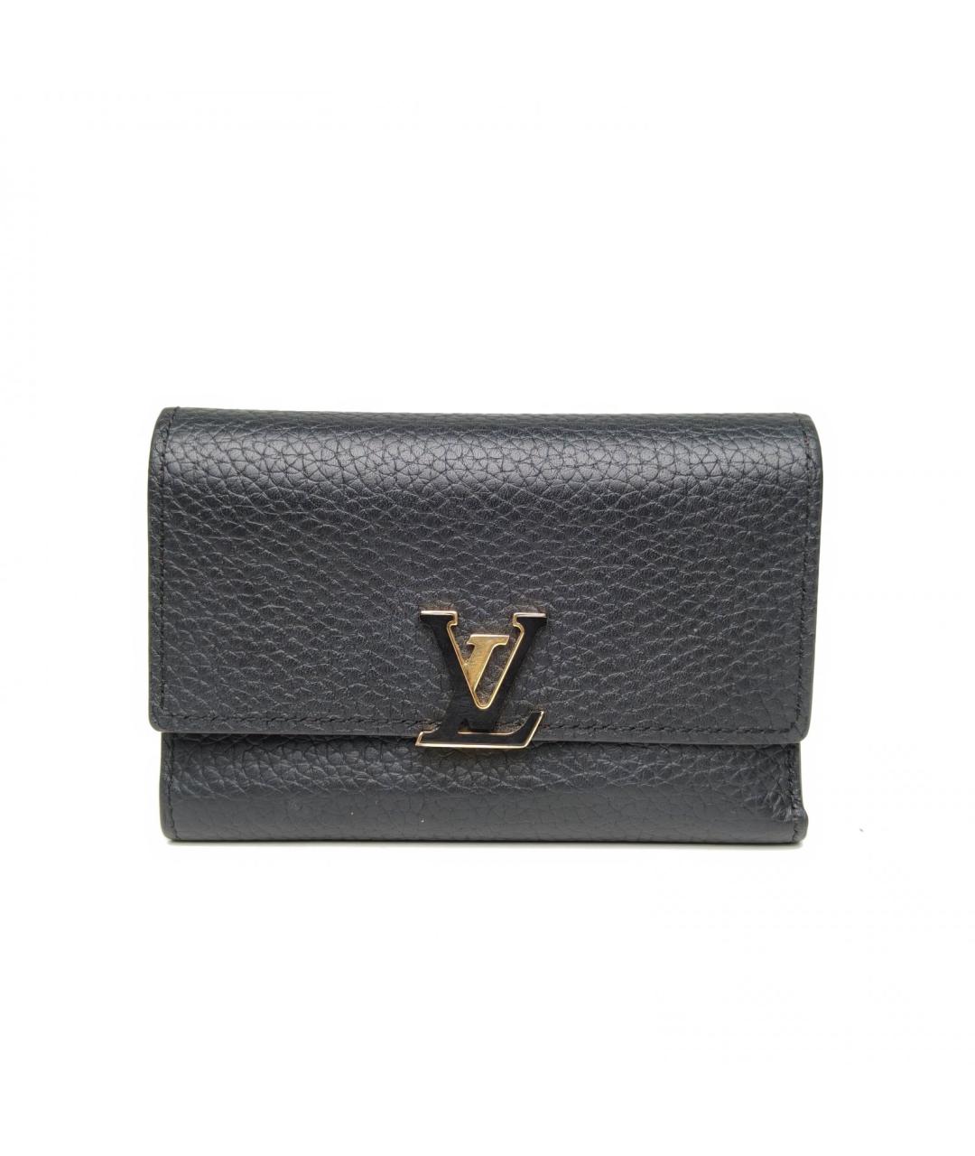 LOUIS VUITTON Черный кожаный кошелек, фото 3