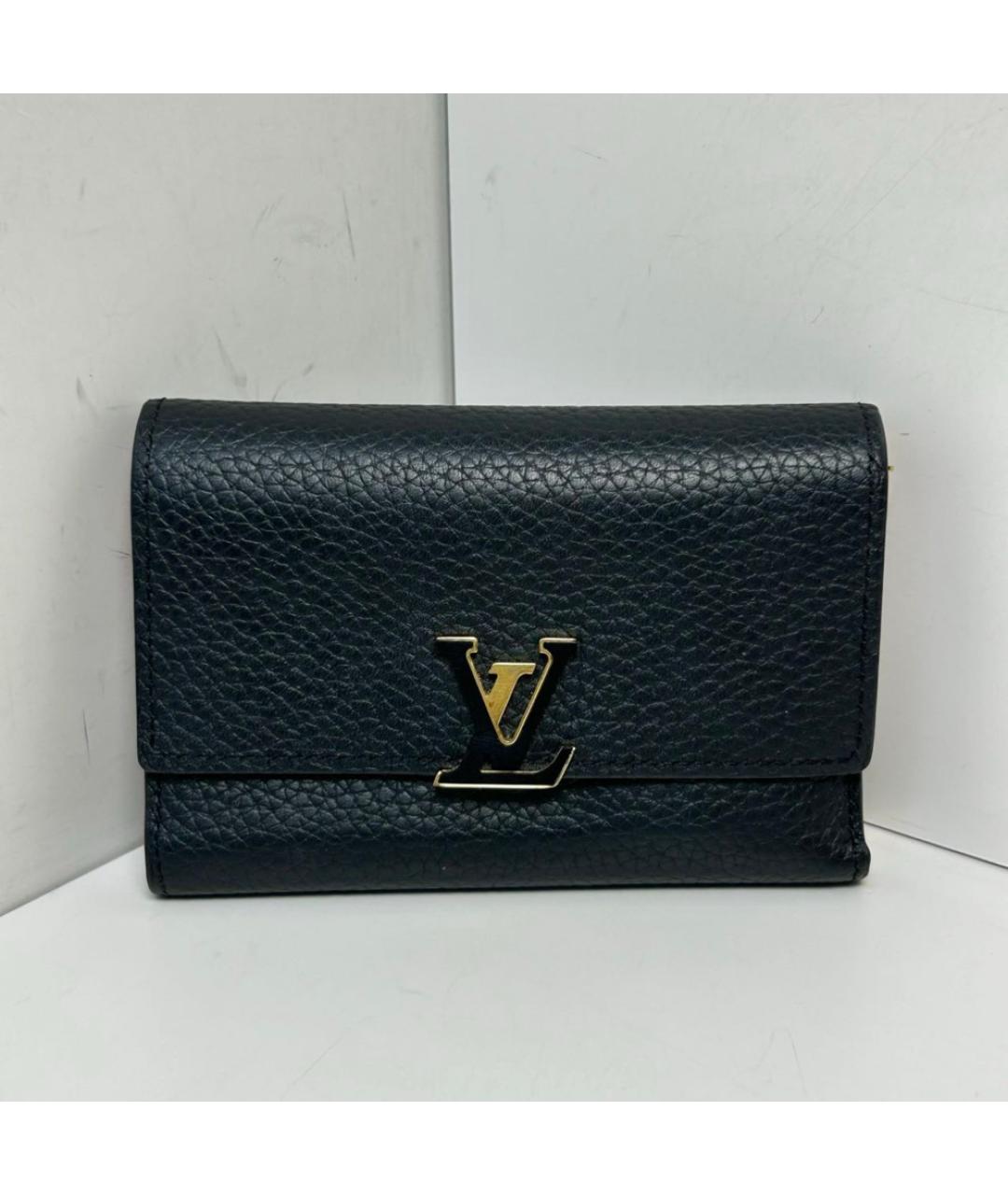 LOUIS VUITTON Черный кожаный кошелек, фото 8