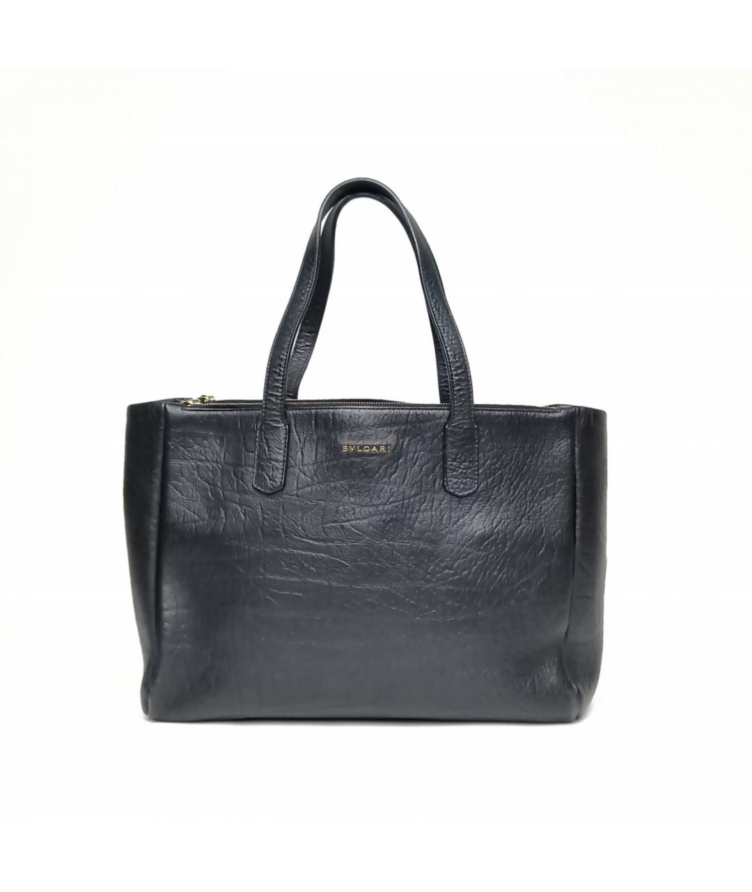 BVLGARI Черная кожаная сумка тоут, фото 2