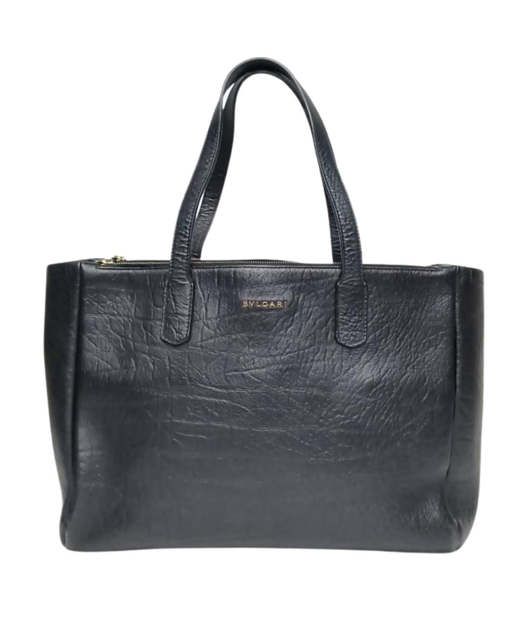 BVLGARI Черная кожаная сумка тоут, фото 1