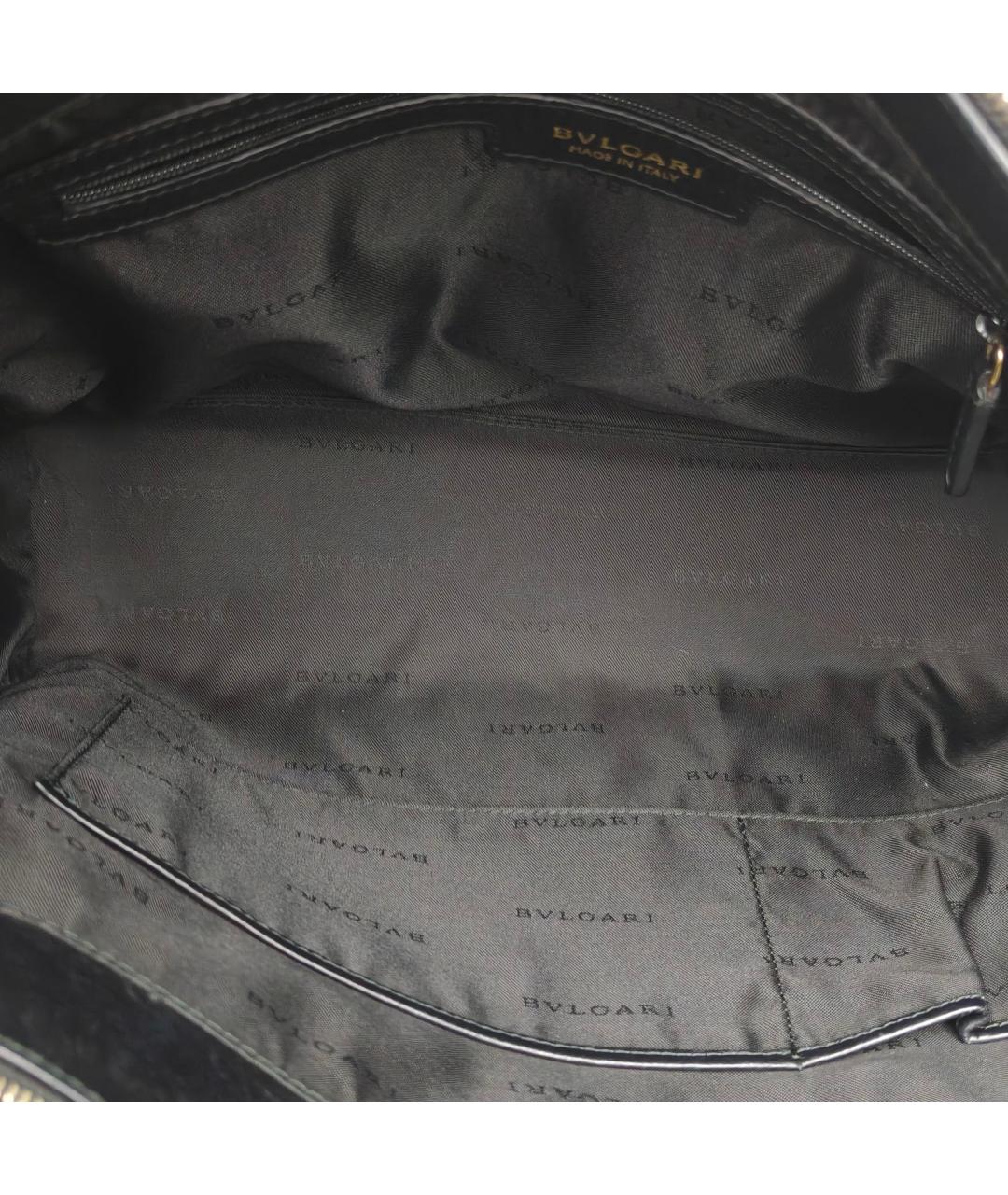 BVLGARI Черная кожаная сумка тоут, фото 8