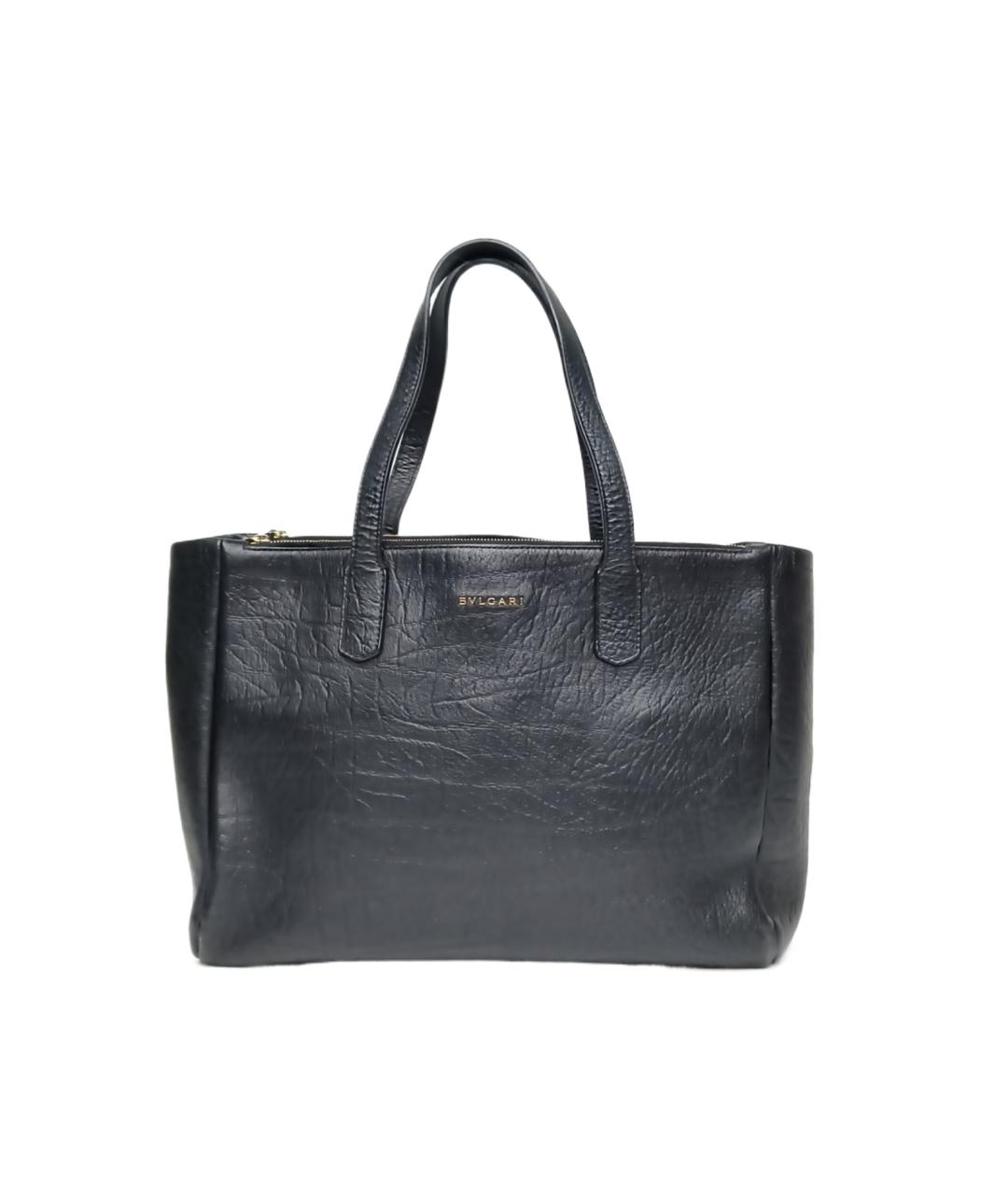 BVLGARI Черная кожаная сумка тоут, фото 10
