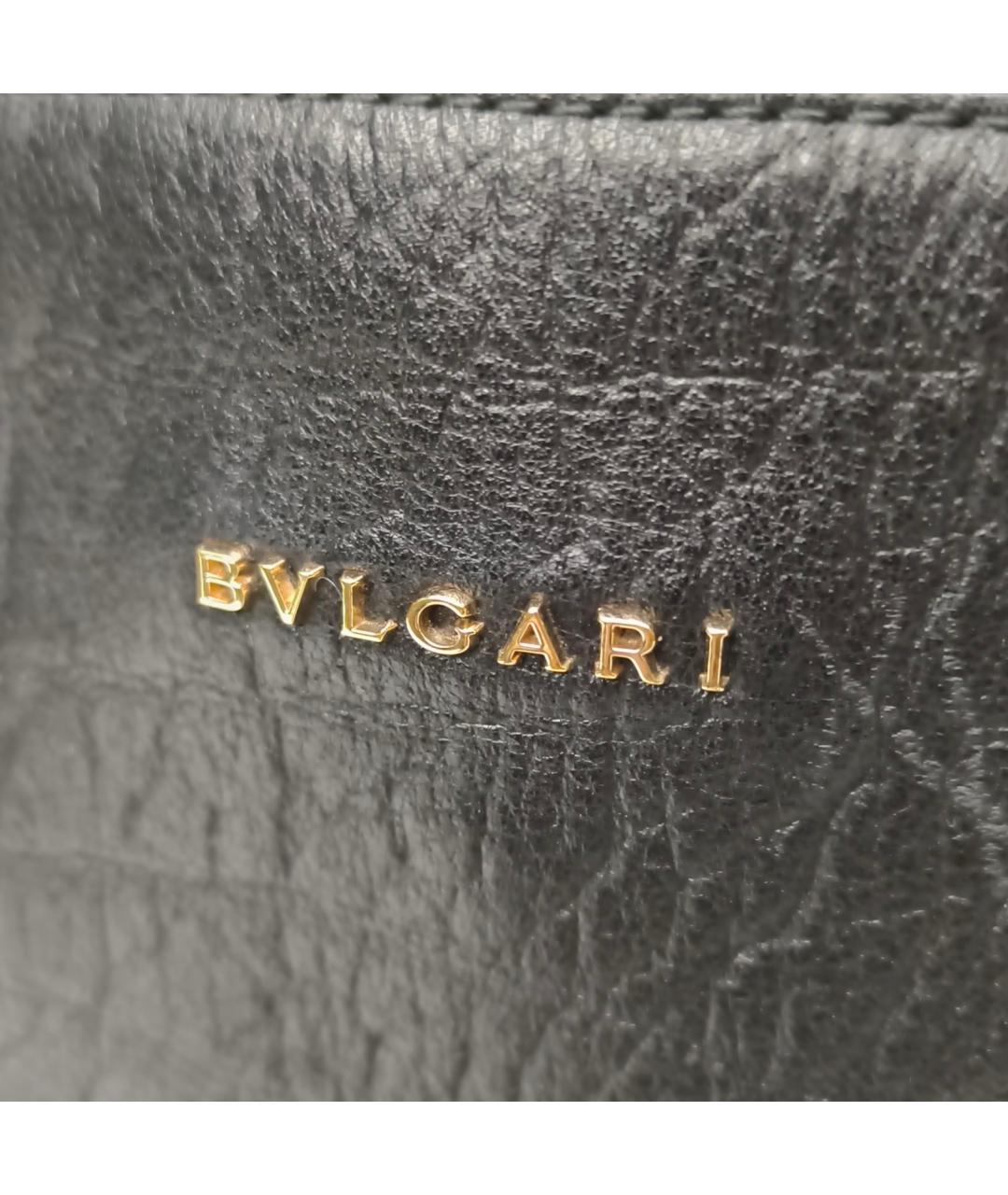 BVLGARI Черная кожаная сумка тоут, фото 7
