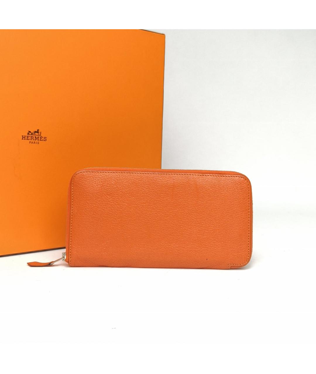 HERMES Оранжевый кожаный кошелек, фото 8