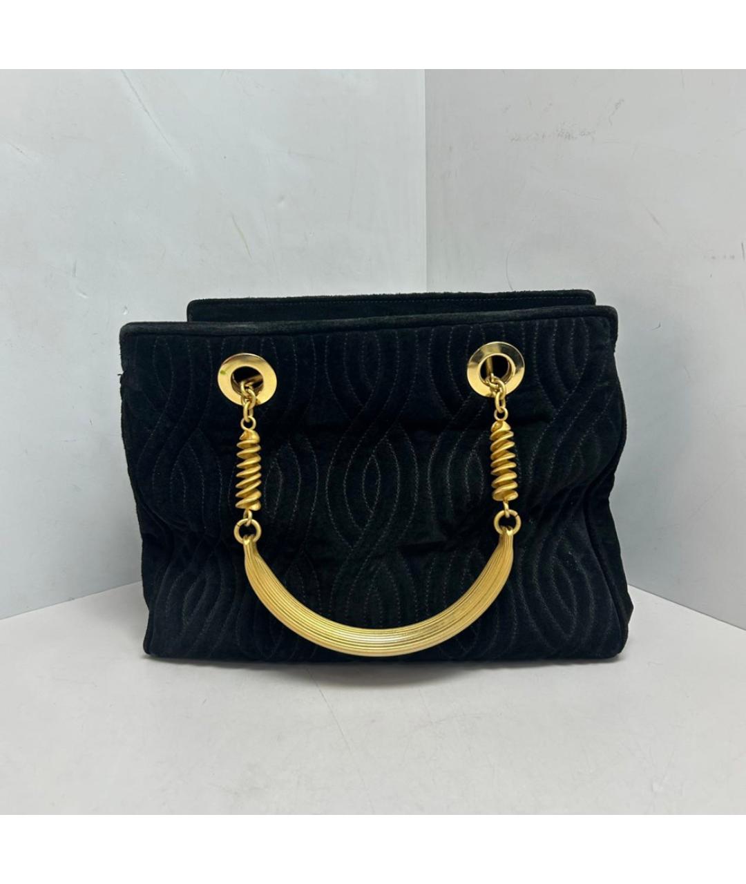 FENDI Черная бархатная сумка с короткими ручками, фото 8