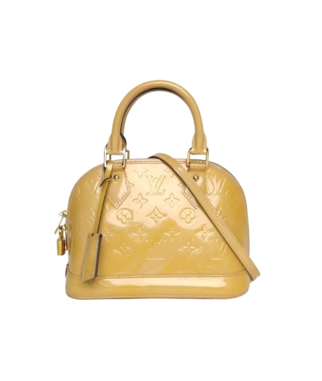 LOUIS VUITTON Желтая сумка с короткими ручками из лакированной кожи, фото 10