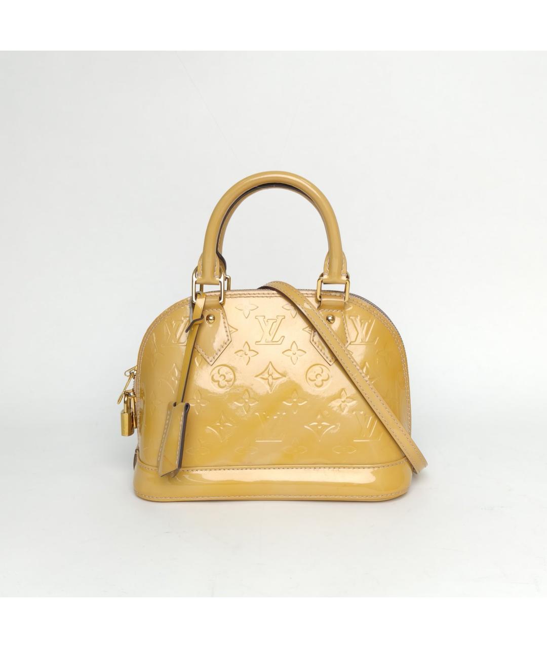 LOUIS VUITTON Желтая сумка с короткими ручками из лакированной кожи, фото 2