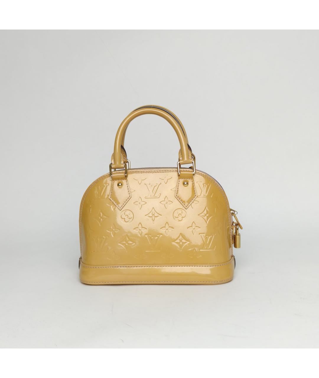 LOUIS VUITTON Желтая сумка с короткими ручками из лакированной кожи, фото 4