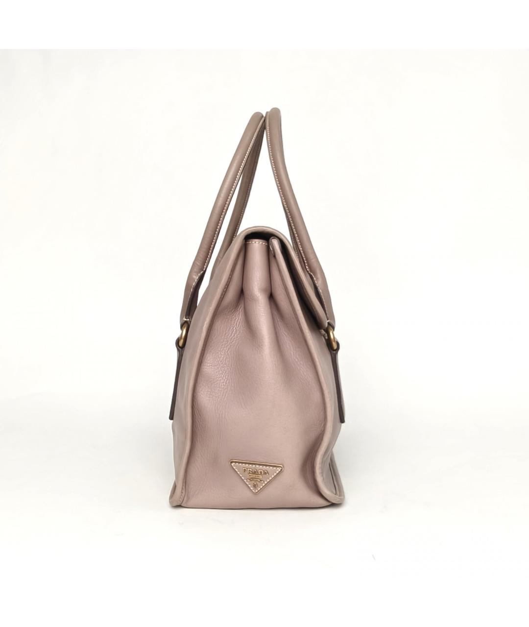 PRADA Серая кожаная сумка с короткими ручками, фото 5