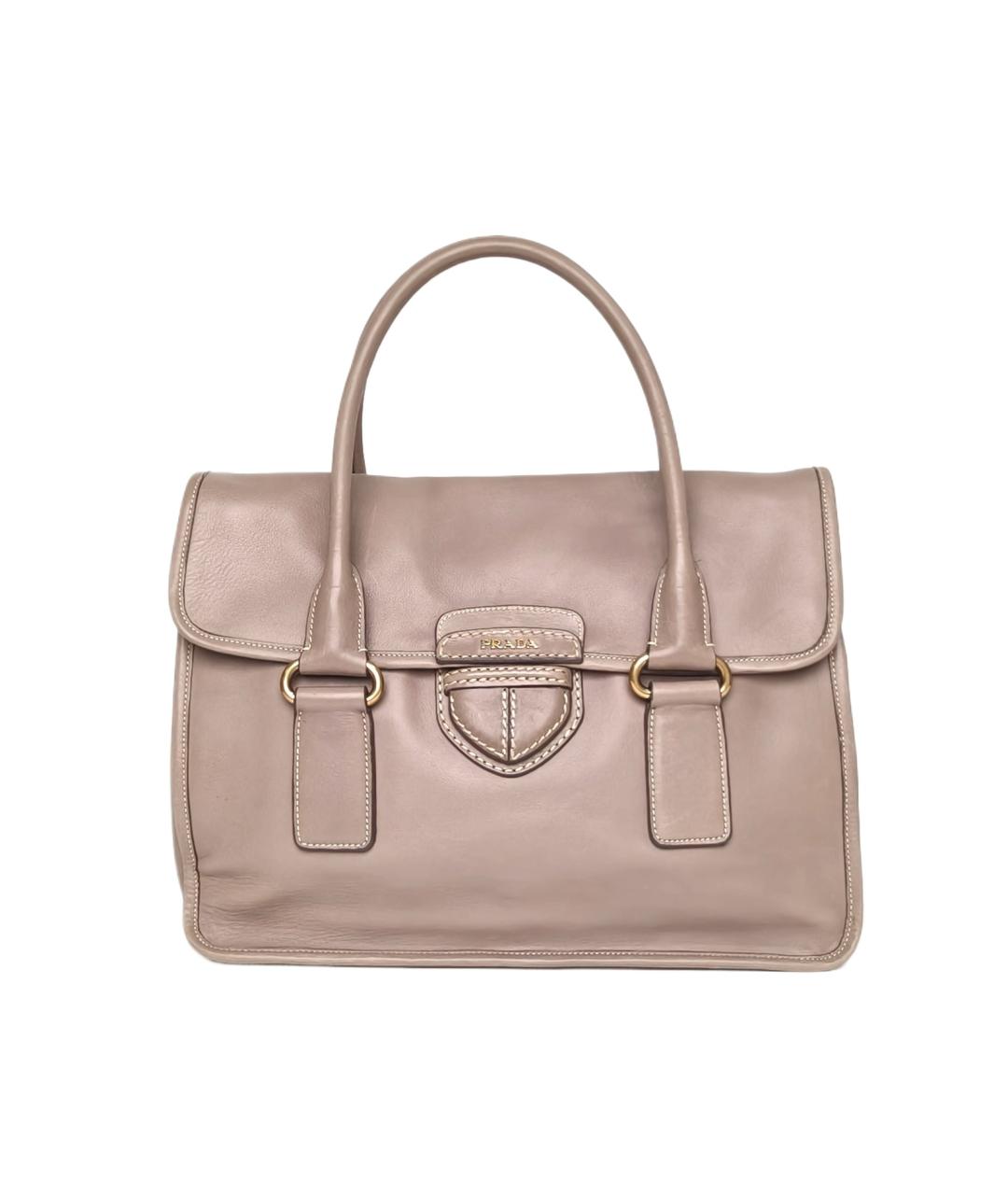 PRADA Серая кожаная сумка с короткими ручками, фото 9