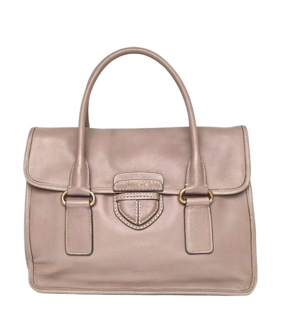 PRADA Серая кожаная сумка с короткими ручками, фото 1