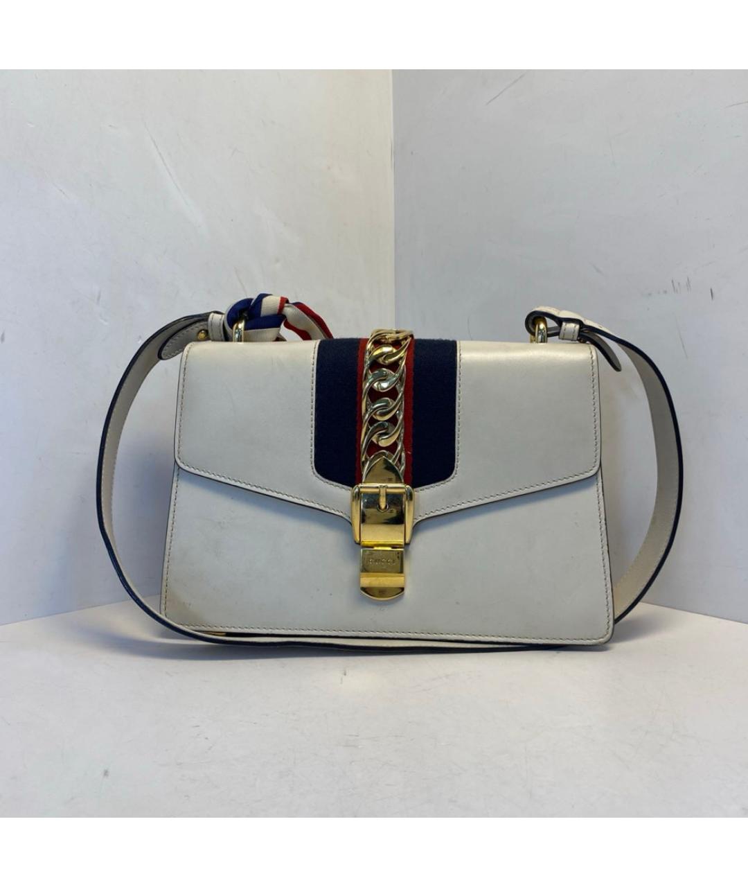 GUCCI Белая кожаная сумка через плечо, фото 9