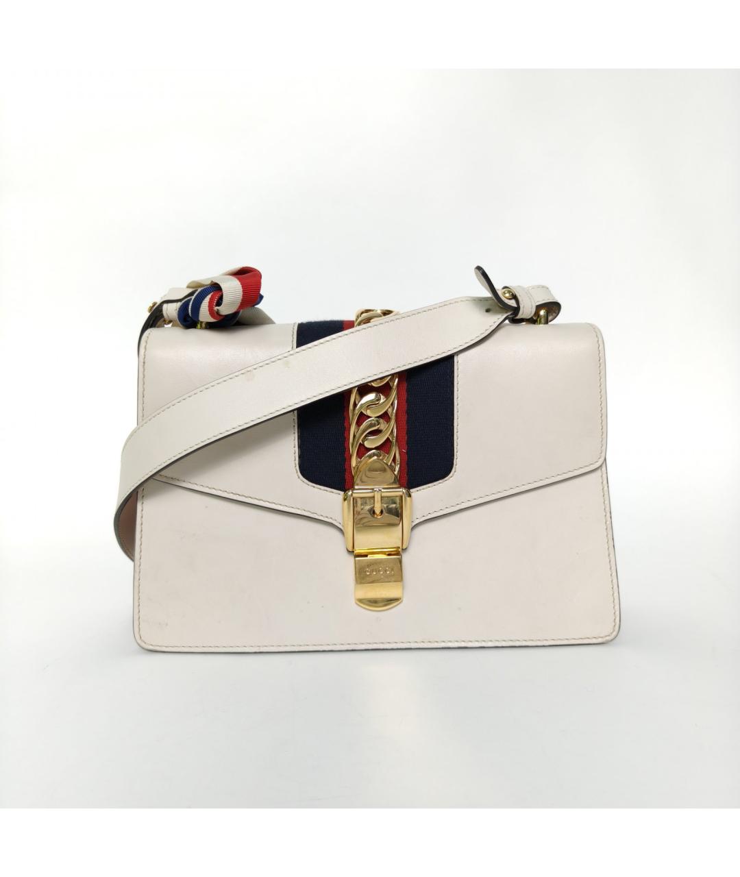 GUCCI Белая кожаная сумка через плечо, фото 2