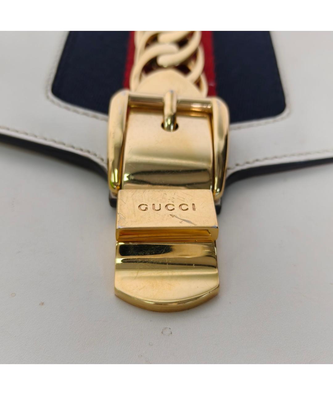 GUCCI Белая кожаная сумка через плечо, фото 7