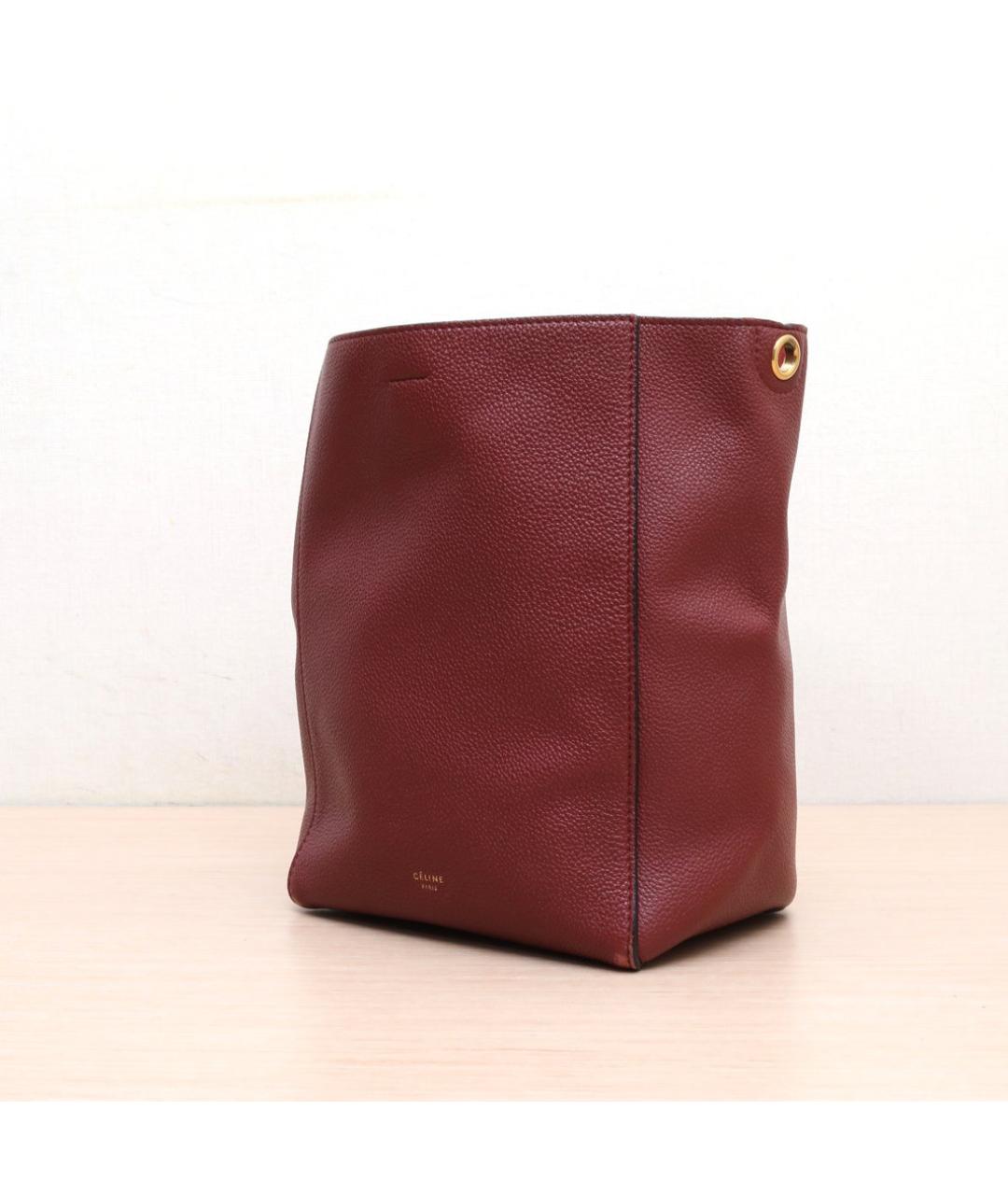 CELINE Бордовая кожаная сумка через плечо, фото 4
