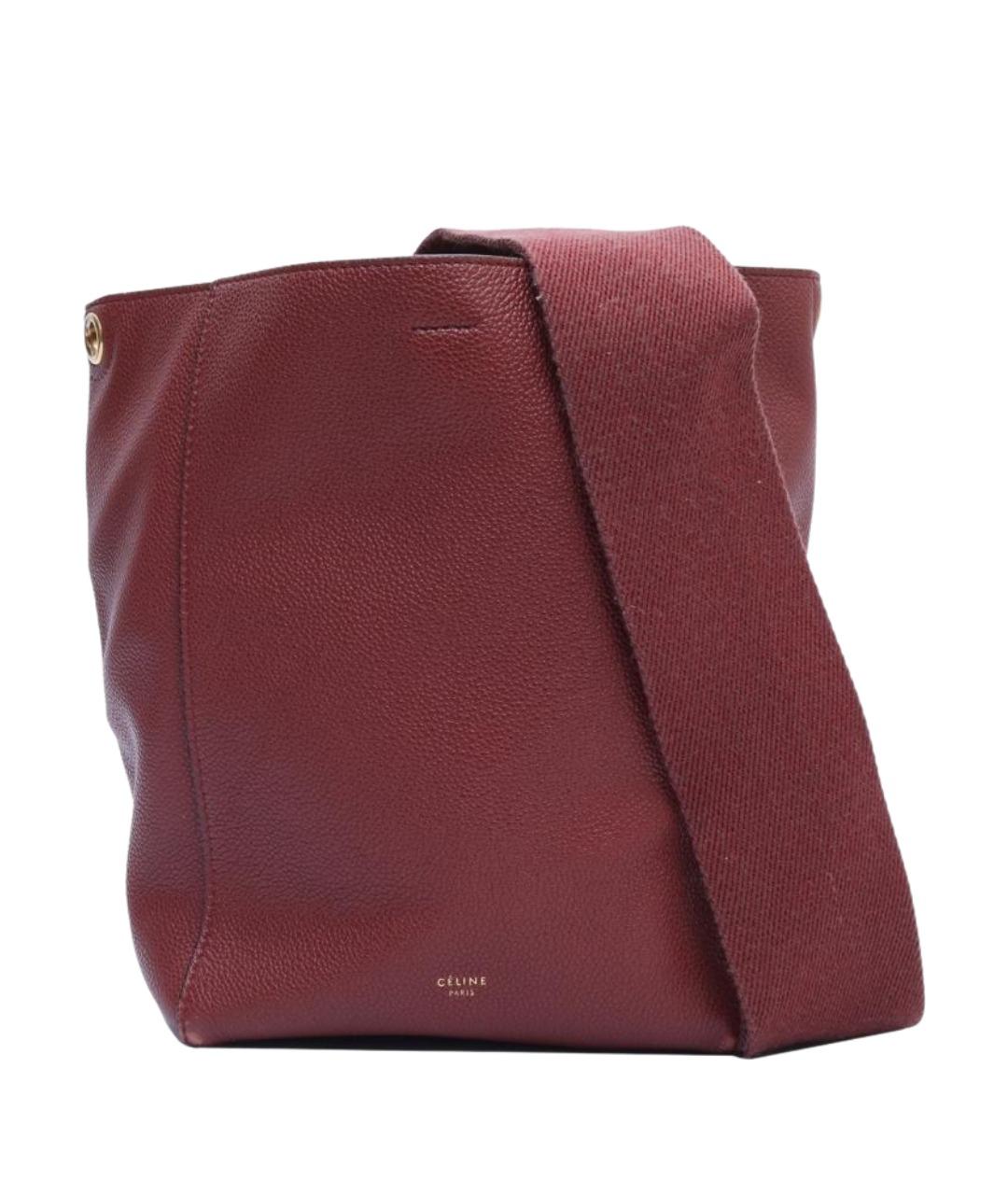 CELINE Бордовая кожаная сумка через плечо, фото 1