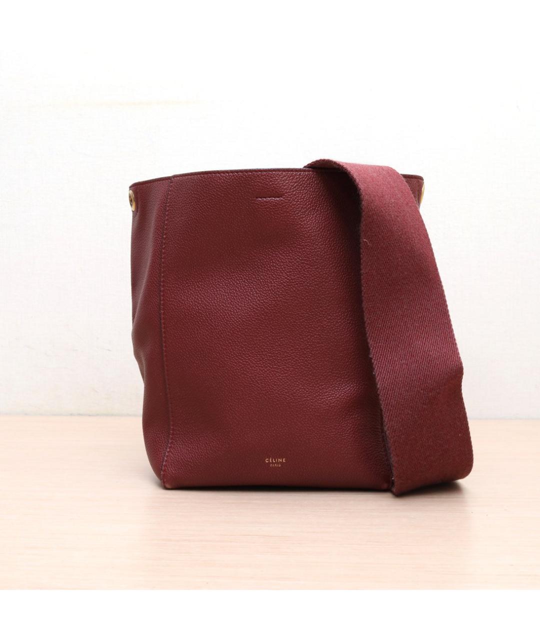 CELINE Бордовая кожаная сумка через плечо, фото 3